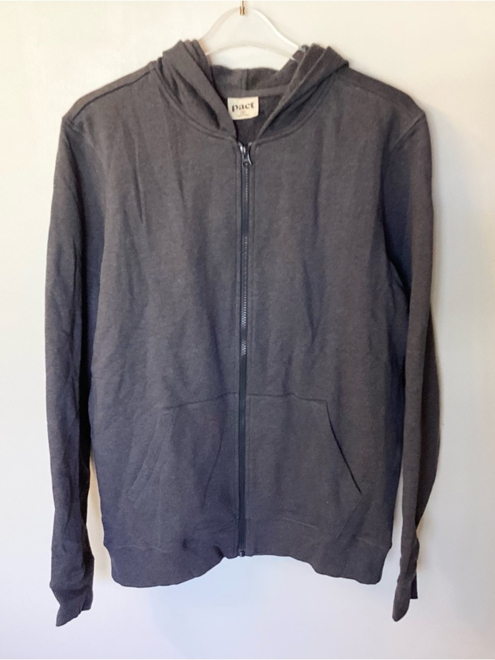 NWOT Pact Organic Brushed Fleece Full Zip Hoodie - Gray - M